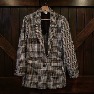 Old Navy houndstooth plaid Blazer black white